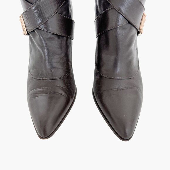 Louis Vuitton Buckle Ankle Boot EU 37 US 7 Brown Leather High Heel S Lock Buckle - Picture 3 of 15